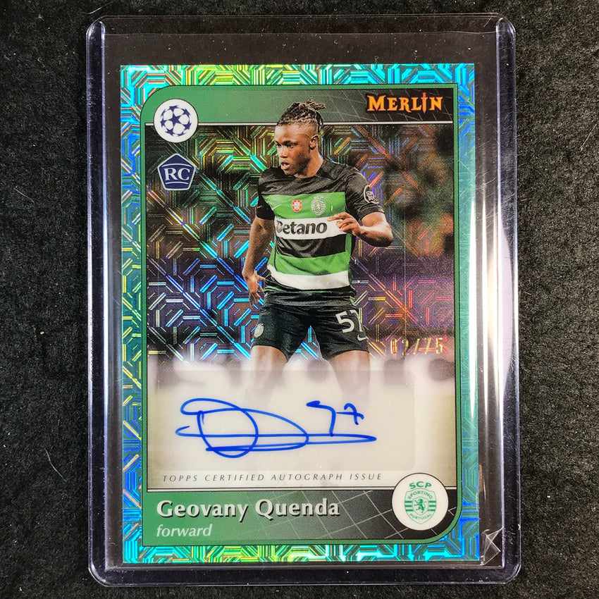 2024-25 Merlin UEFA Club Comp GEOVANY QUENDA Base Rookie Auto Aqua Mojo 62/75