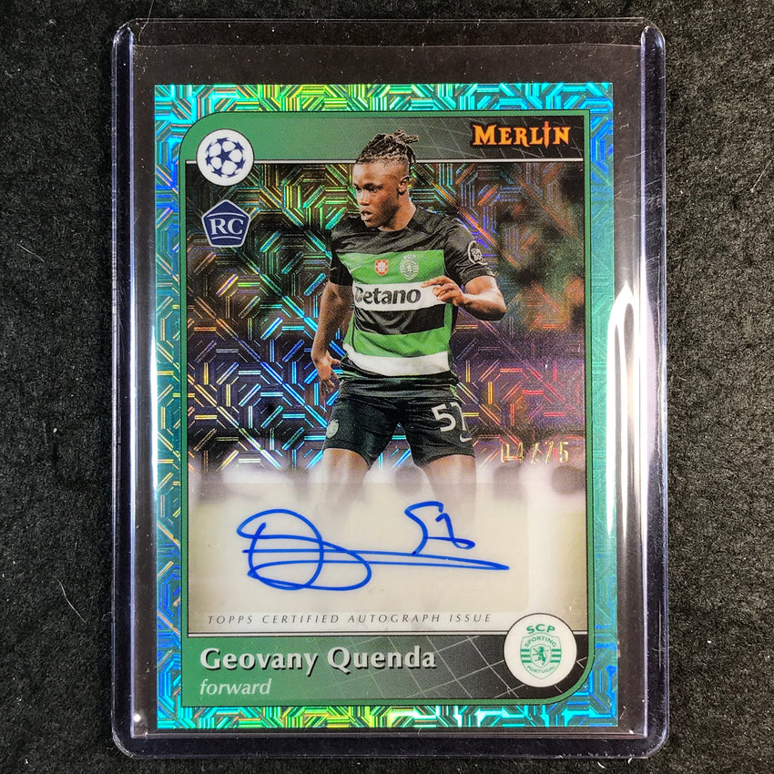 2024-25 Merlin UEFA Club Comp GEOVANY QUENDA Base Rookie Auto Aqua Mojo 4/75
