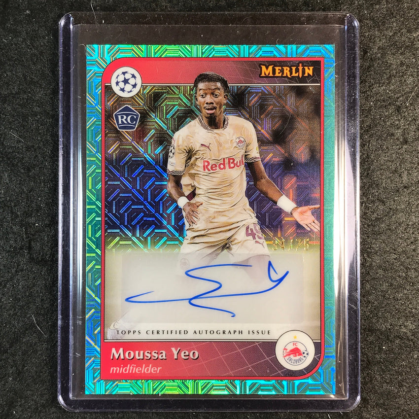 2024-25 Merlin UEFA Club Comp MOUSSA YEO Base Rookie Auto Aqua Mojo 34/75