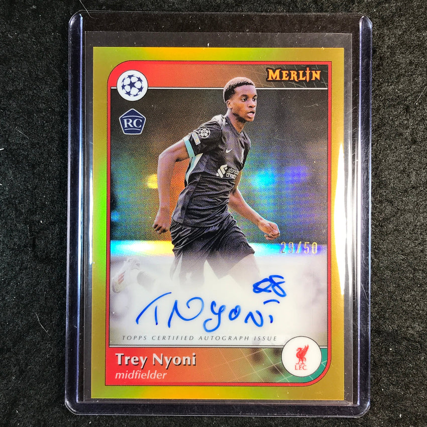 2024-25 Merlin UEFA Club Comp TREY NYONI Base Rookie Auto Gold 29/50