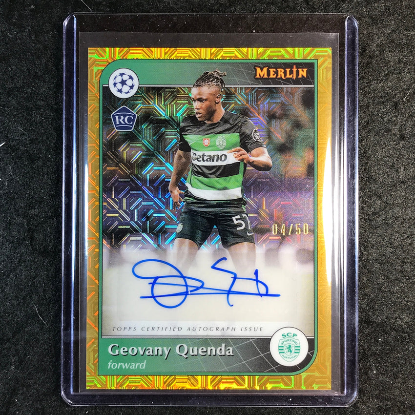 2024-25 Merlin UEFA Club Comp GEOVANY QUENDA Base Rookie Auto Gold Mojo 4/50