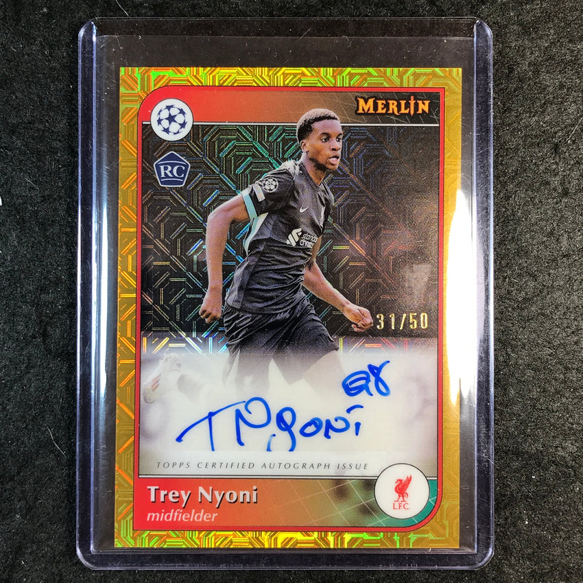2024-25 Merlin UEFA Club Comp TREY NYONI Base Rookie Auto Gold Mojo 31/50