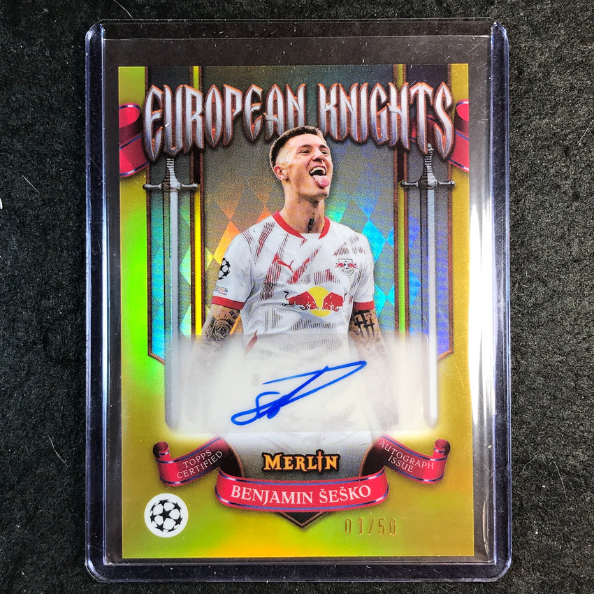 2024-25 Merlin UEFA Club Comp BENJAMIN SESKO European Knights Auto Gold 1/50
