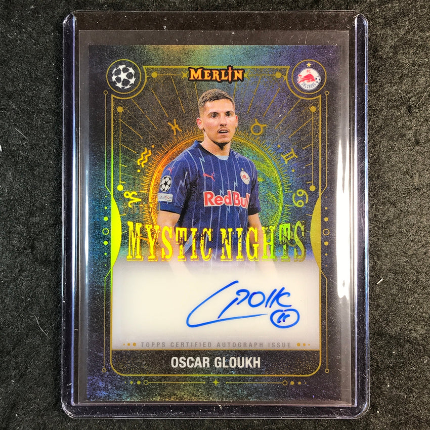 2024-25 Merlin UEFA Club Comp OSCAR GLOUKH Mystic Nights Auto Gold 35/50