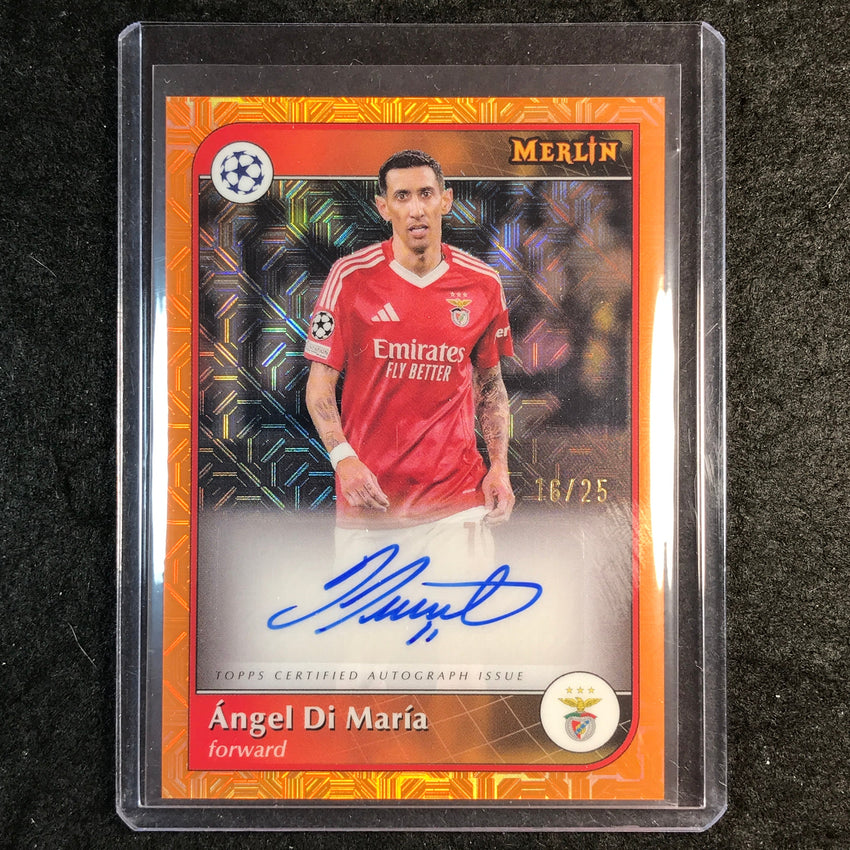 2024-25 Merlin UEFA Club Comp ANGEL DI MARIA Base Auto Orange Mojo 16/25