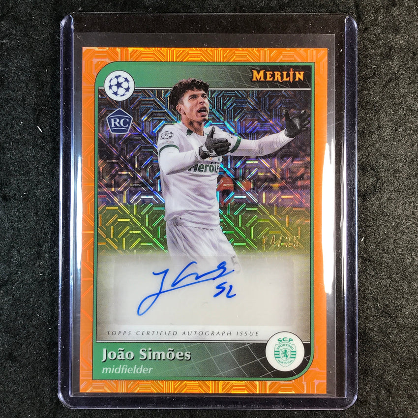 2024-25 Merlin UEFA Club Comp JOAO SIMOES Base Rookie Auto Orange Mojo 24/25