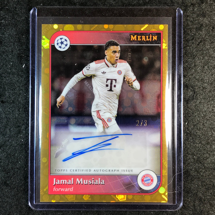 2024-25 Merlin UEFA Club Comp JAMAL MUSIALA Auto Gold Vintage Refractor 2/3