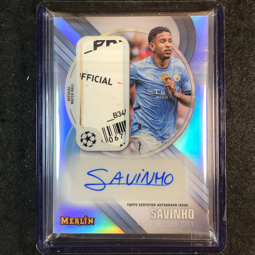2024-25 Merlin UEFA Club Comp SAVINHO Match Ball Relic Auto Refractor #S