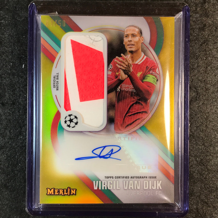 2024-25 Merlin UEFA Club Comp VIRGIL VAN DIJK Match Ball Relic Auto Gold 1/50