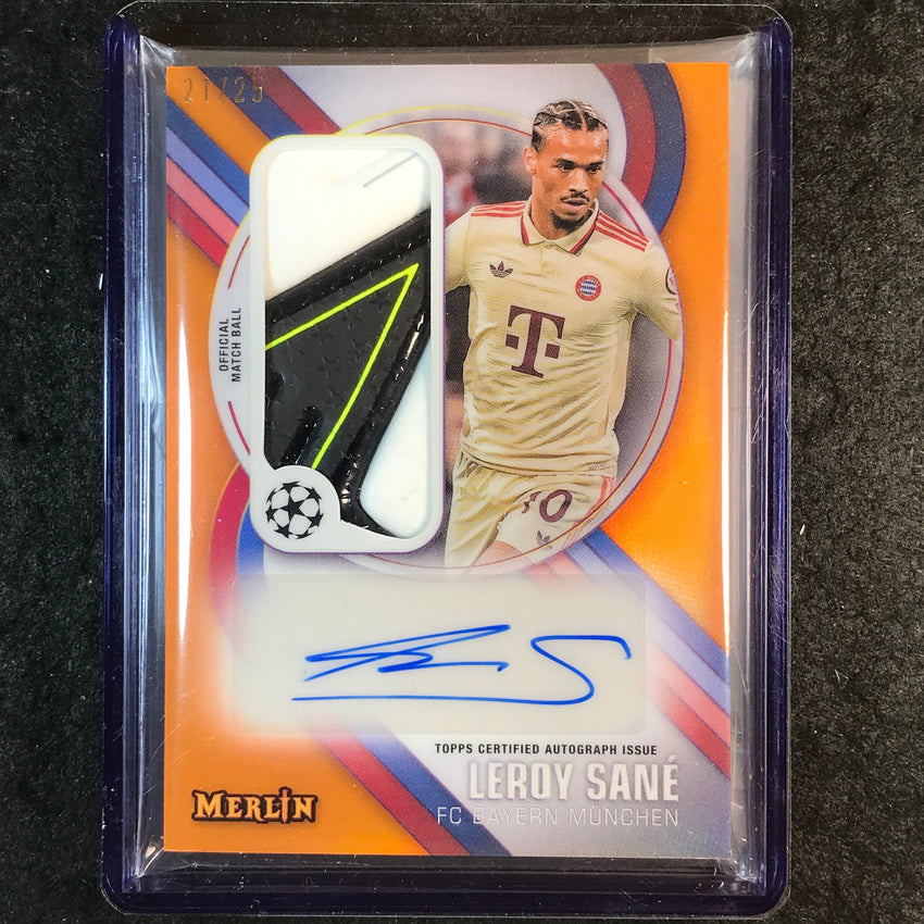 2024-25 Merlin UEFA Club Comp LEROY SANE Match Ball Relic Auto Orange 21/25