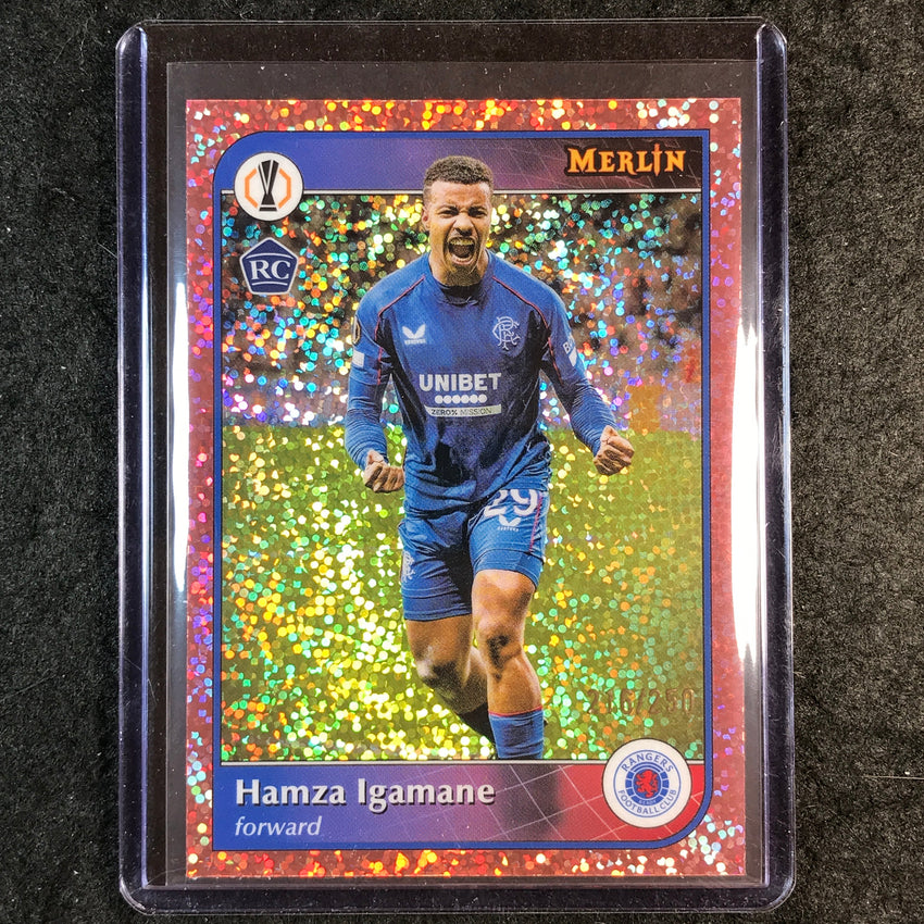 2024-25 Merlin UEFA Club Comp HAMZA IGAMANE Rookie Rose Gold Speckle /250 #120