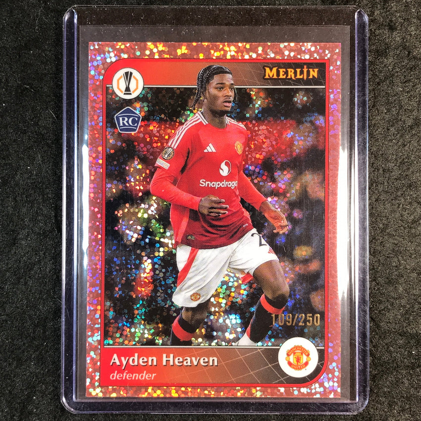 2024-25 Merlin UEFA Club Comp AYDEN HEAVEN Rookie Rose Gold Speckle /250 #185