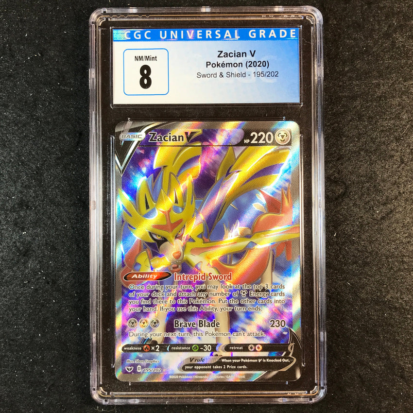 CGC 8 Zacian V - 195/202 - Full Art Sword & Shield Base Set 082