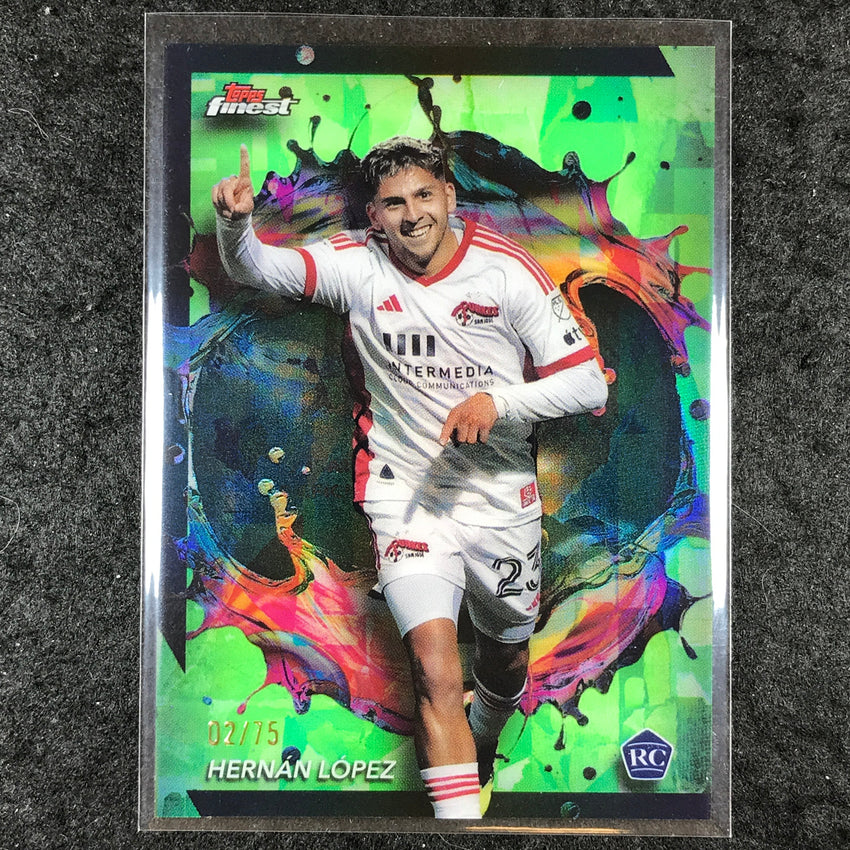 2024 Topps Finest MLS HERNAN LOPEZ Rookie Rare Neon Green 2/75 #284