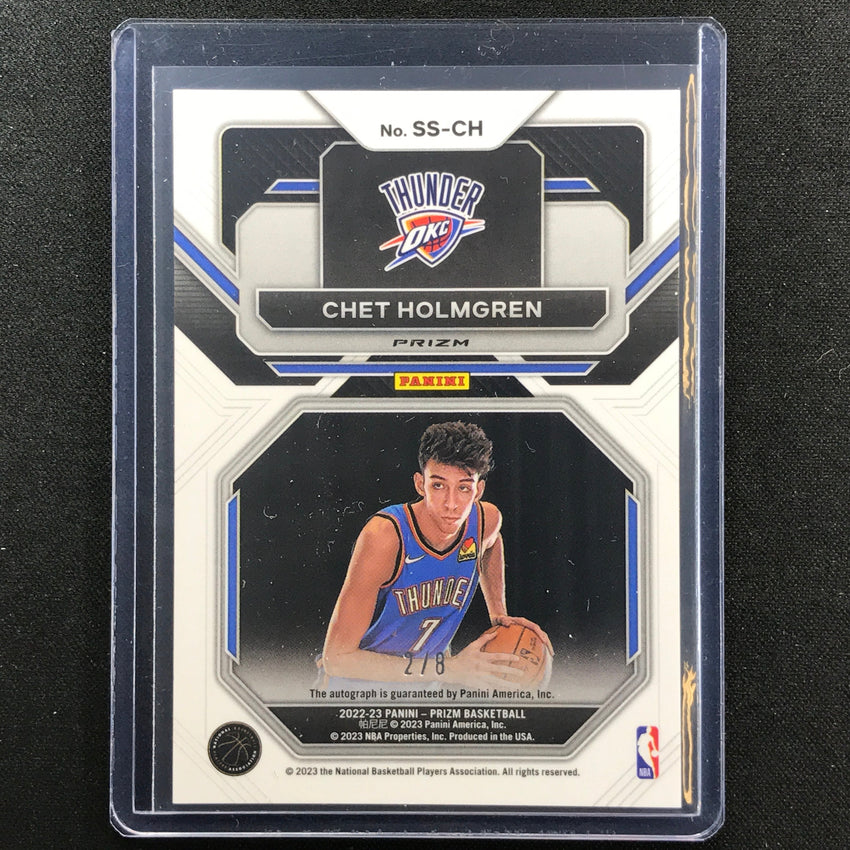 2022-23 Prizm Chet Holmgren Sensational Signatures Rookie Auto Choice Green 2/8
