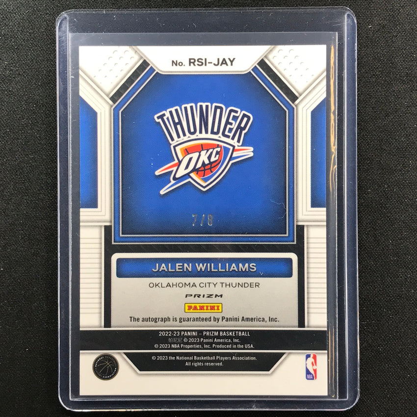 2022-23 Prizm Jalen Williams Rookie Signatures Auto Choice Green Scope 7/8