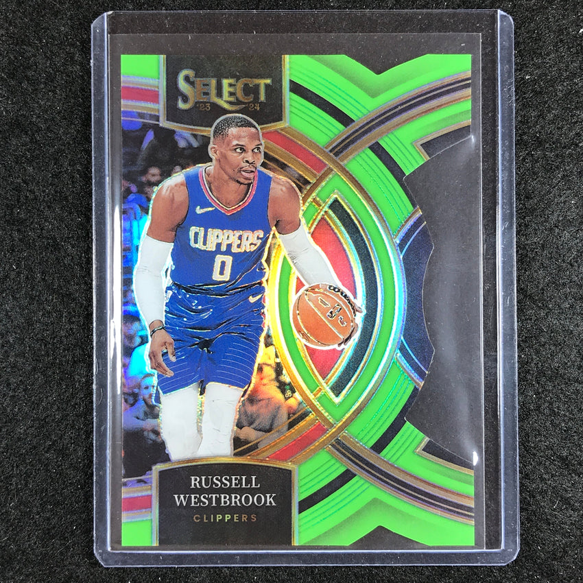 2023-24 Select RUSSELL WESTBROOK Premier Level Neon Green Die-Cut 27/75 No. 146
