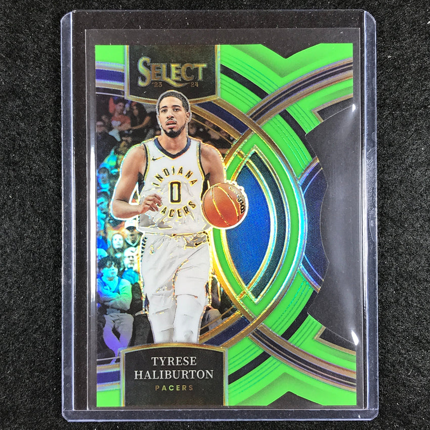 2023-24 Select TYRESE HALIBURTON Premier Level Neon Green Die-Cut 11/75 No. 172