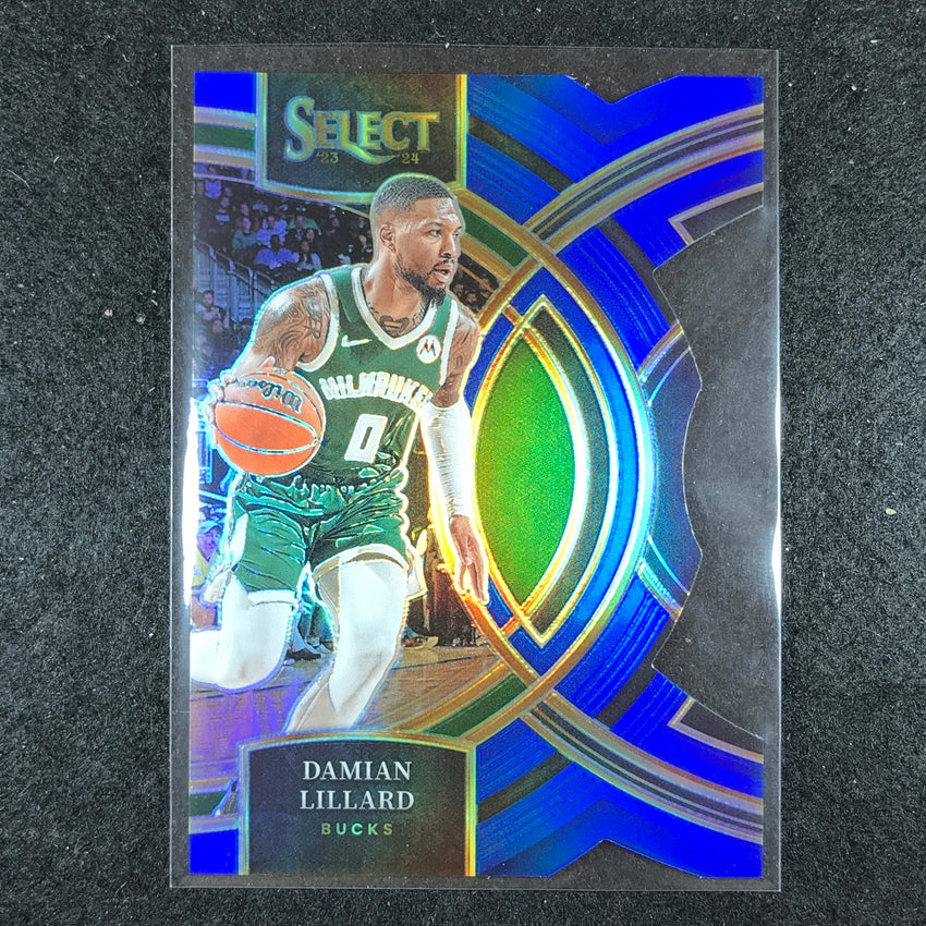 2023-24 Select DAMIAN LILLARD Premier Level Blue Die-Cut 29/249 No. 138
