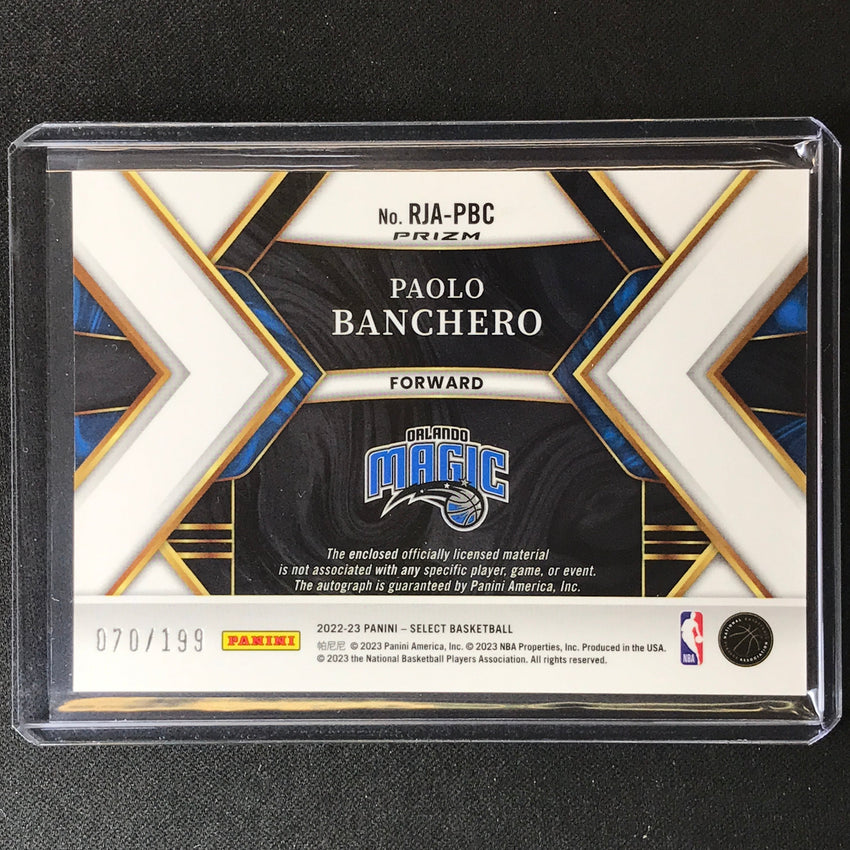 2022-23 Select Paolo Banchero Rookie Jersey Auto Silver Prizm 70/199