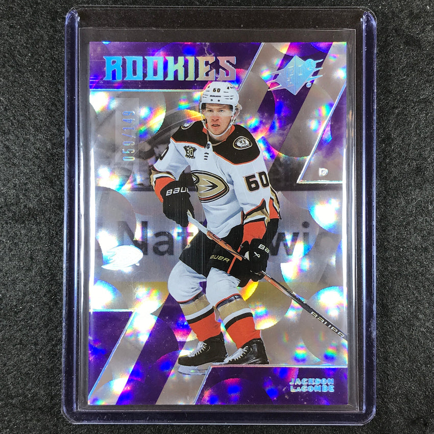 2023-24 SPx Hockey JACKSON LACOMBE Rookies Base Purple Parallax 59/149 #139