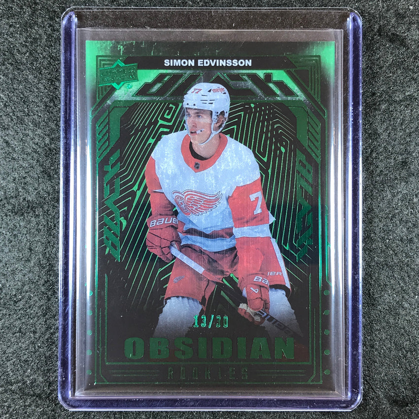 2023-24 SPx Hockey SIMON EDVINSSON UD Black Obsidian Rookies Emerald 13/30