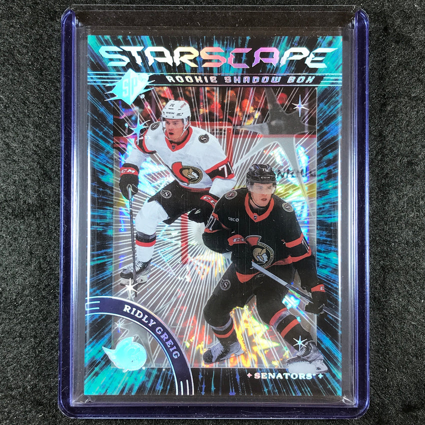 2023-24 SPx Hockey RIDLY GREIG Rookie Starscape Shadow Box Silver Spectrum 35/99