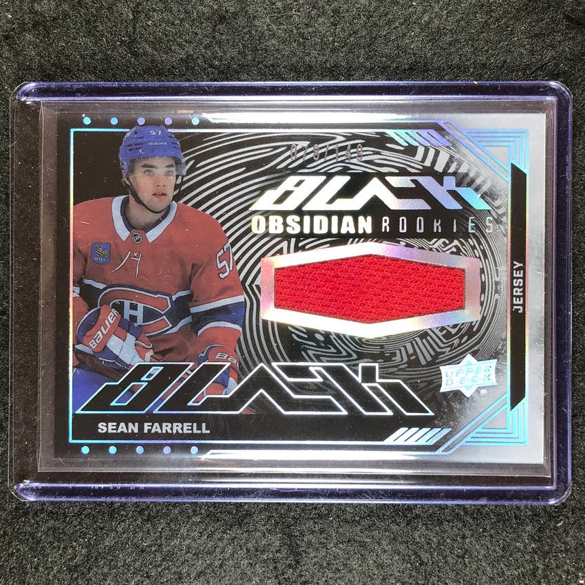 2023-24 SPx Hockey SEAN FARRELL UD Black Obsidian Rookie Jersey Relic 78/149