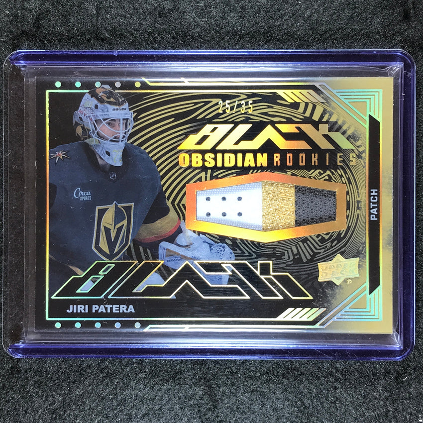 2023-24 SPx Hockey JIRI PATERA UD Black Obsidian Rookie Patch Relic Gold 25/35