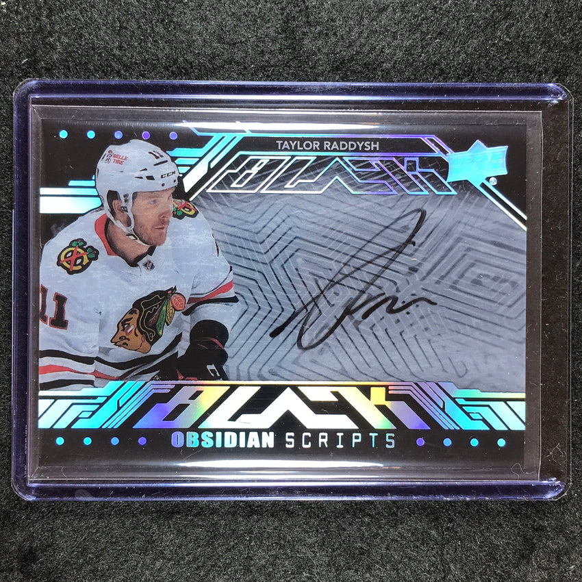 2023-24 SPx Hockey TAYLOR RADDYSH UD Black Obsidian Scripts Auto #TR