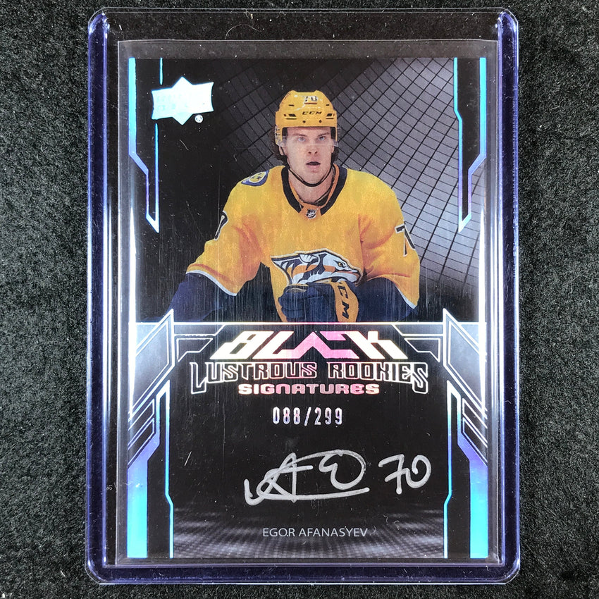 2023-24 SPx Hockey EGOR AFANASYEV UD Black Lustrous Rookie Auto 88/299