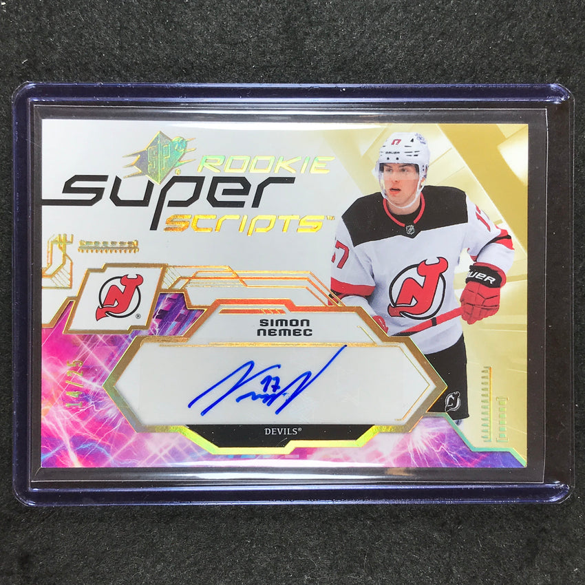 2023-24 SPx Hockey SIMON NEMEC Rookie Superscripts Auto Gold 14/25