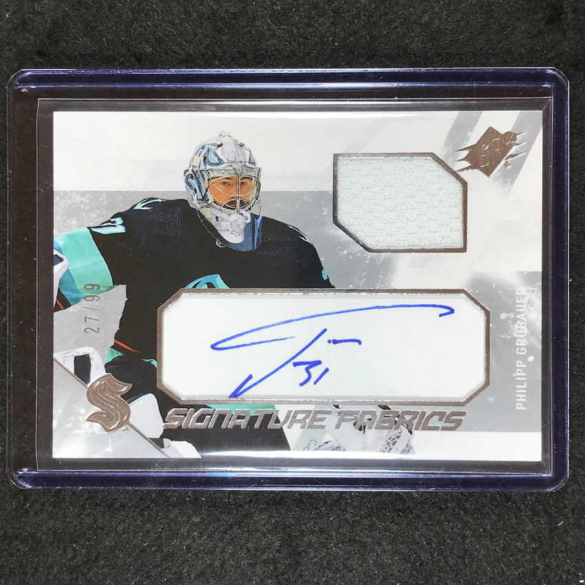2023-24 SPx Hockey PHILIPP GRUBAUER Signature Fabrics Jersey Auto 27/99
