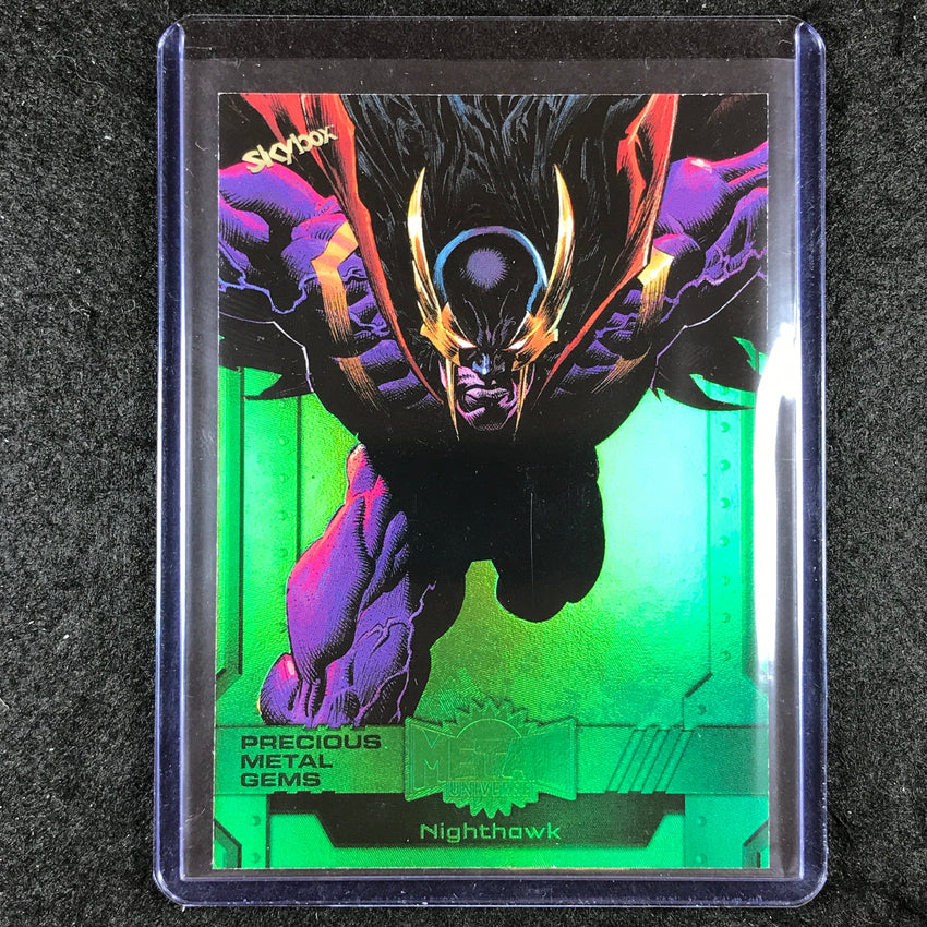 2024 Marvel Metal Universe Avengers NIGHTHAWK Precious Metal Gem Green 10/10 #63