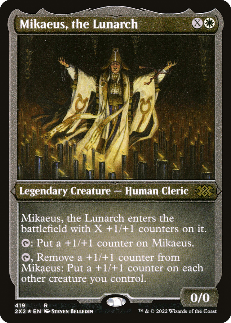 [ EF ] [FOIL] Mikaeus, the Lunarch (Foil Etched) #419 - RARE 2X2 - Double Masters 2022