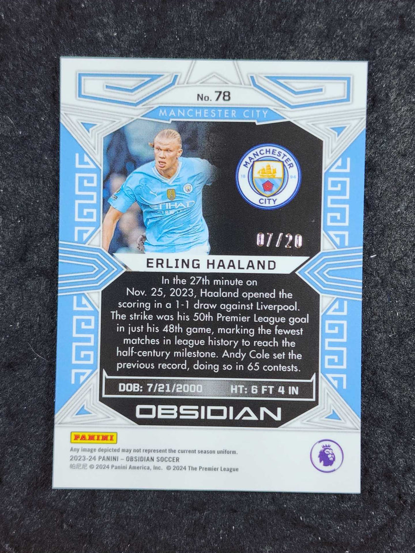 2023-24 Obsidian Soccer ERLING HAALAND Base Blue Electric 7/20