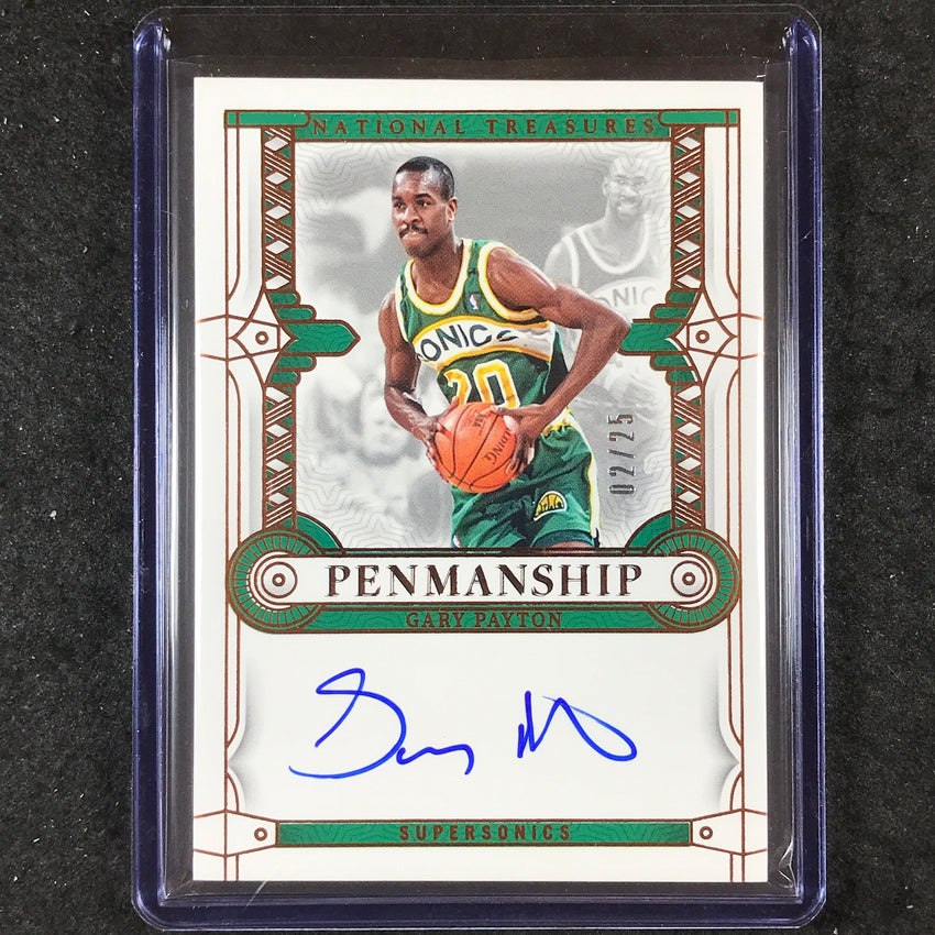 2023-24 National Treasures GARY PAYTON Penmanship Auto Bronze 2/25