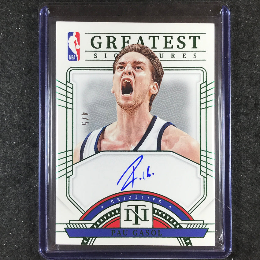 2023-24 National Treasures PAU GASOL NBA Greatest Signatures Auto Green 4/5