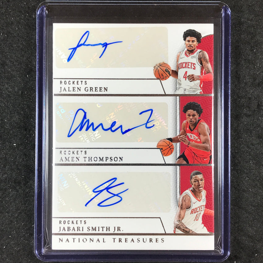 2023-24 National Treasures JALEN GREEN AMEN THOMPSON SMITH JR. Triple Auto 15/25