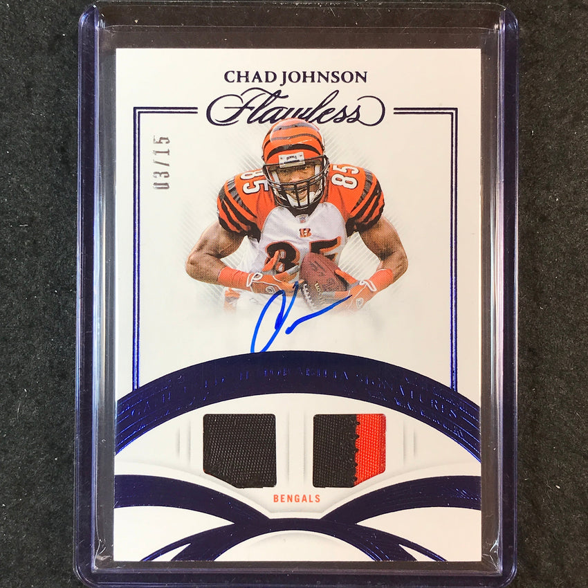 2025 Flawless Football CHAD JOHNSON Game Used Memorabilia Patch Auto 3/15