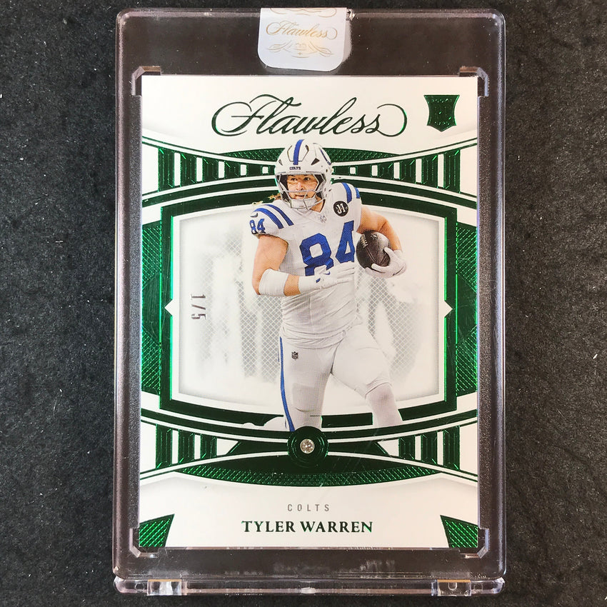 2025 Flawless Football TYLER WARREN Rookie Emerald Diamond 1/5