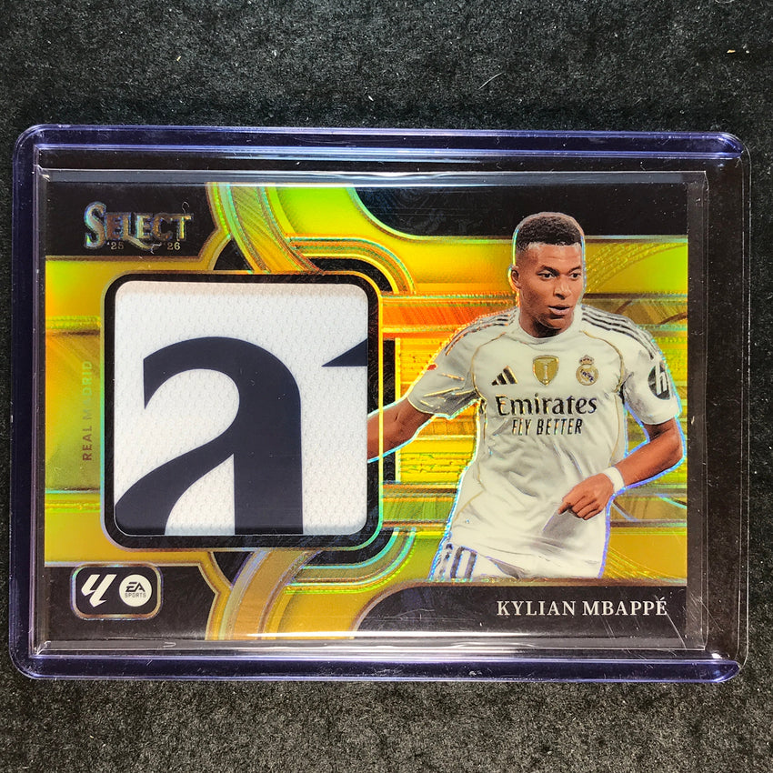 2025-26 Select La Liga KYLIAN MBAPPE Jumbo Swatches Patch Gold 10/10