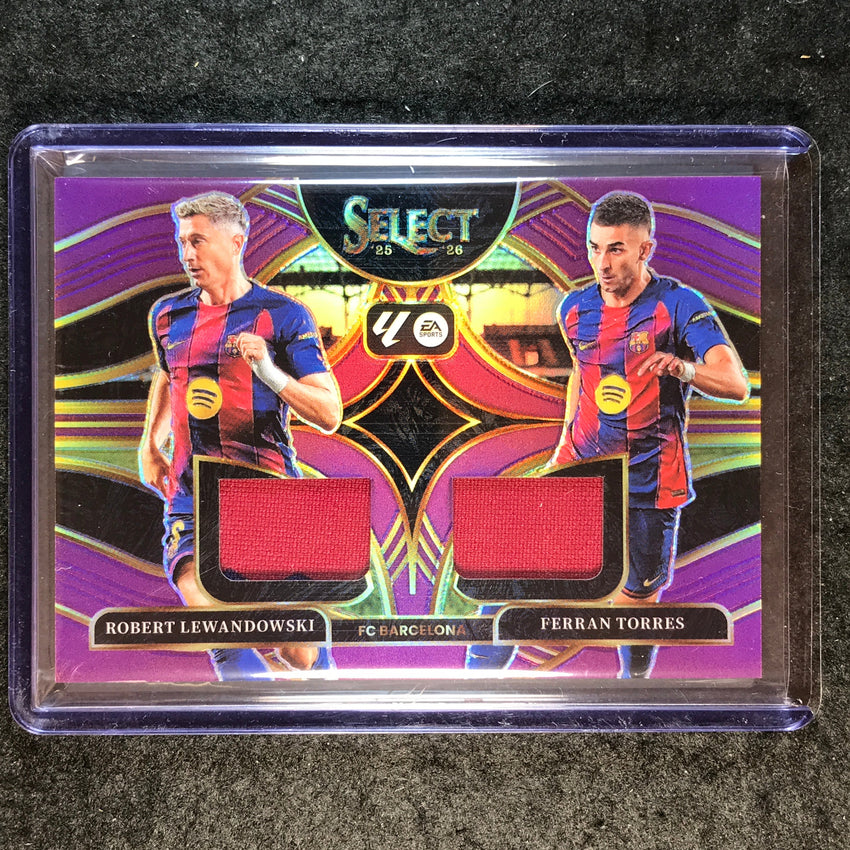 2025-26 Select La Liga LEWANDOWSKI FERRAN TORRES Dual Swatches Purple 10/49