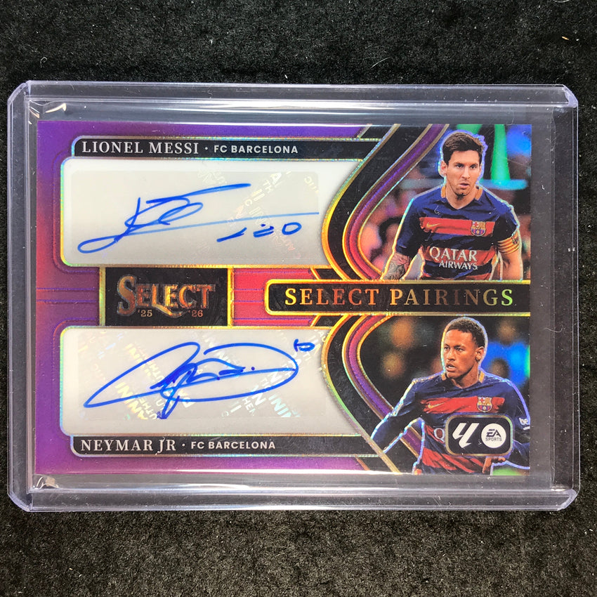 2025-26 Select La Liga LIONEL MESSI NEYMAR JR. Pairings Dual Auto Purple 9/25