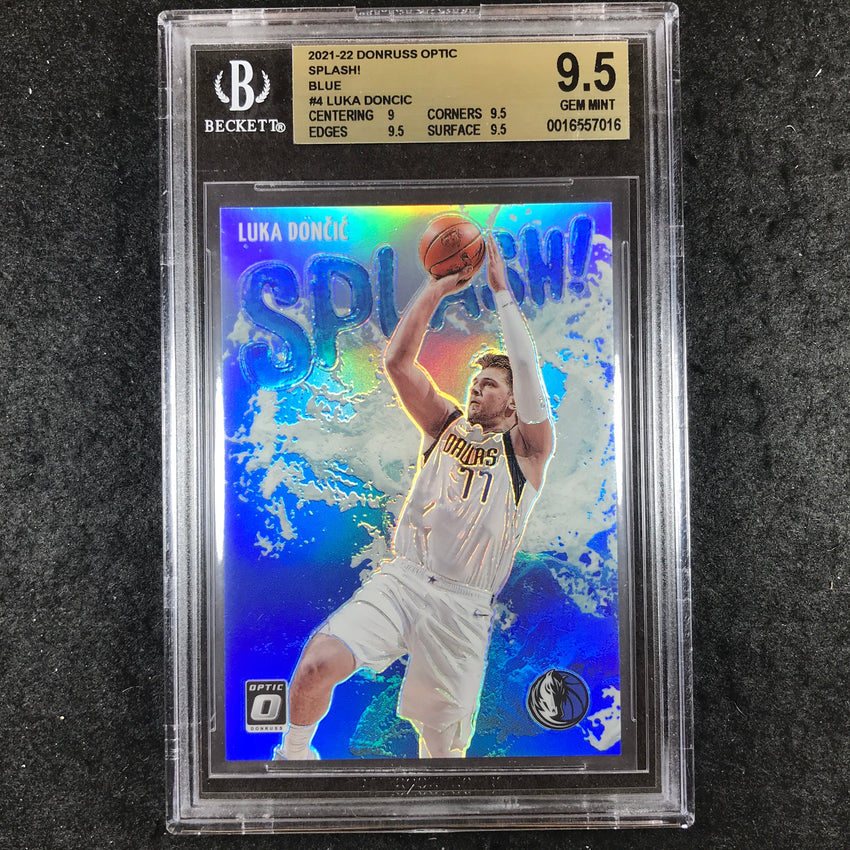 2021-22 Donruss Optic LUKA DONCIC Splash! Blue Prizm 32/85 BGS 9.5 (016)