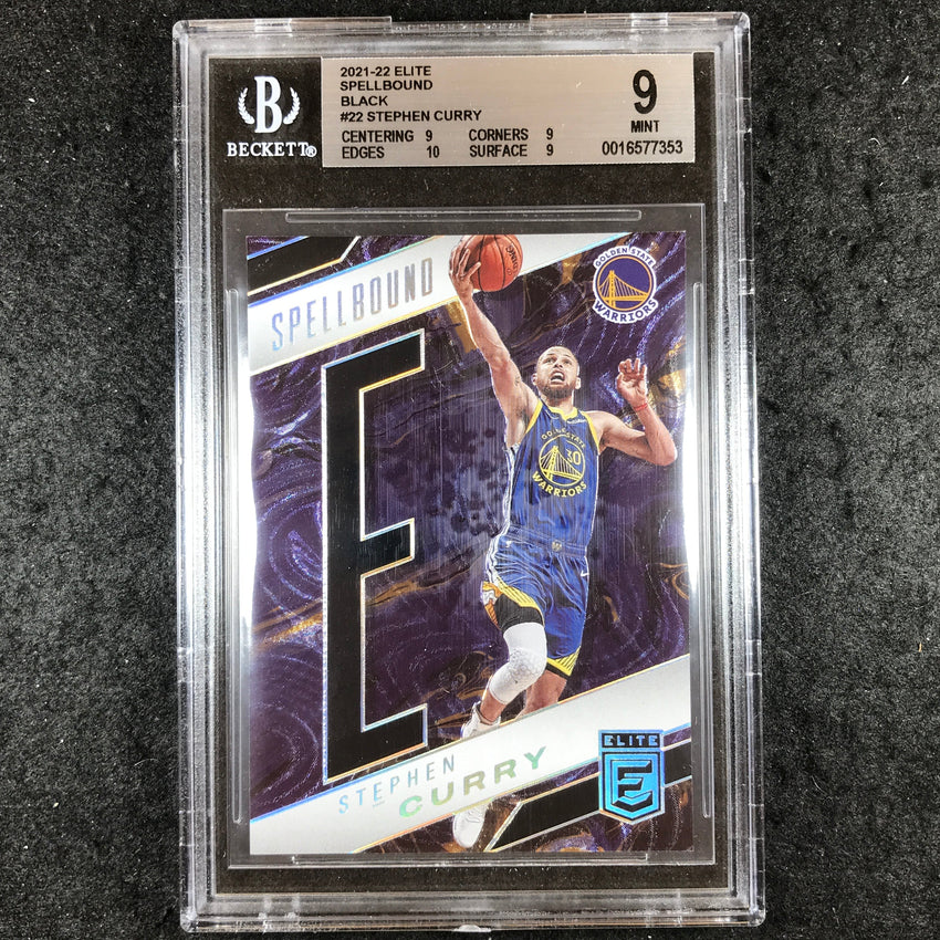 2021-22 Donruss Elite STEPHEN CURRY Spellbound "E" #22 Black 1/1 BGS 9 (353)