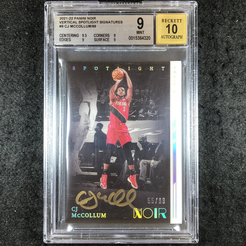 2021-22 Noir CJ MCCOLLUM Vertical Spotlight Signatures Auto 55/99 BGS 9/10 (320)