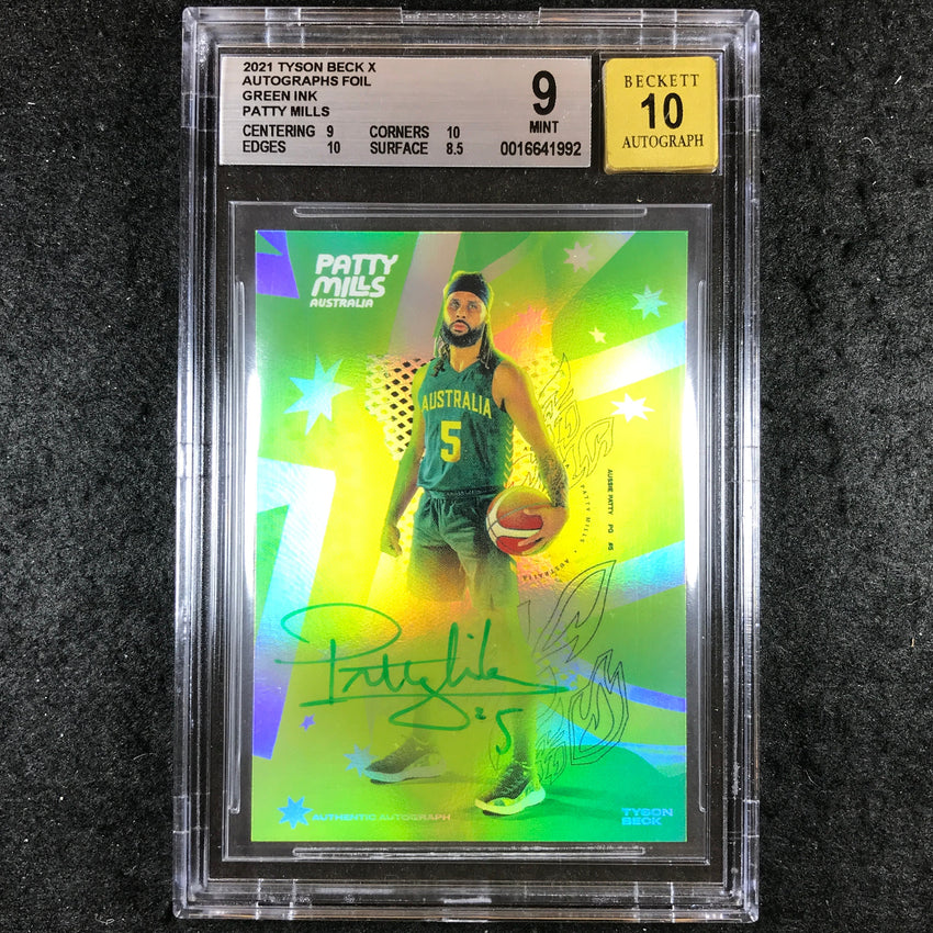 2021 Tyson Beck X PATTY MILLS Auto Foil Green Ink 13/20 BGS 9/10 (992)