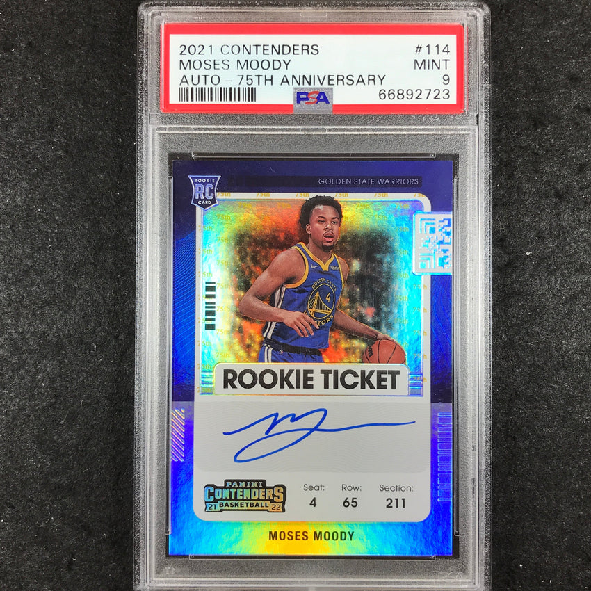 2021 Contenders MOSES MOODY Rookie Ticket Auto 75th Anniversary #114 PSA 9 (723)