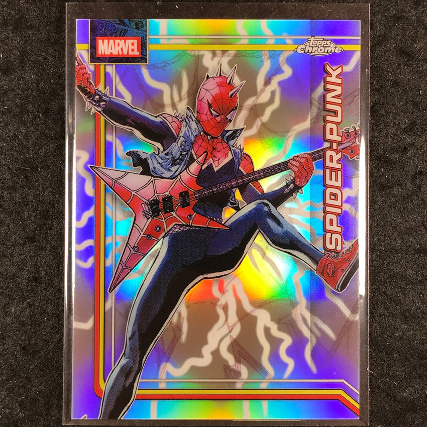 2026 Topps Chrome Marvel Comics SPIDER-PUNK Storm's Lightning Refractor #166